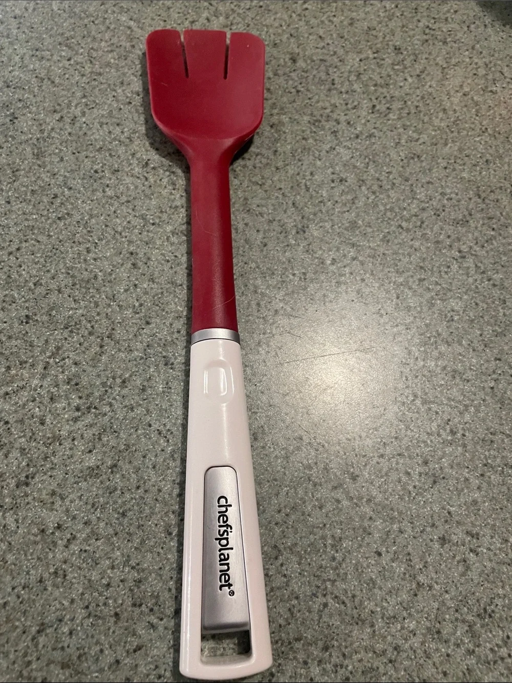 Chef'sPlaner Red Silicone Spoon Spatula with White Handle